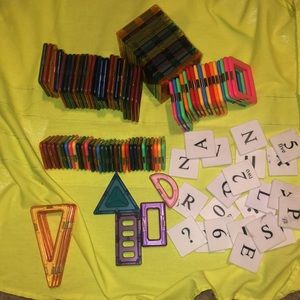Lot of over 70 Magnetic Building Pentangon, Triangles & Squares